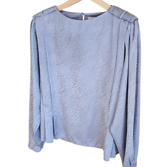 TESS Paris-Milano Light Grey Animal Print Blouse Women's Size 12 - Picture 2 of 8